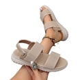 thumbnail image 4 of CQONEPT Sandals for Women Casual Walking Sandal Summer Roman Style Flat Sandals Elastic Strap Comfortable Open Toe Shoes Beige 41, 4 of 6