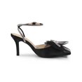 thumbnail image 3 of BLISSFUL STEP Rhinestone Mesh Bow Slingback Stiletto Heel Pumps for Women Black 11, 3 of 6
