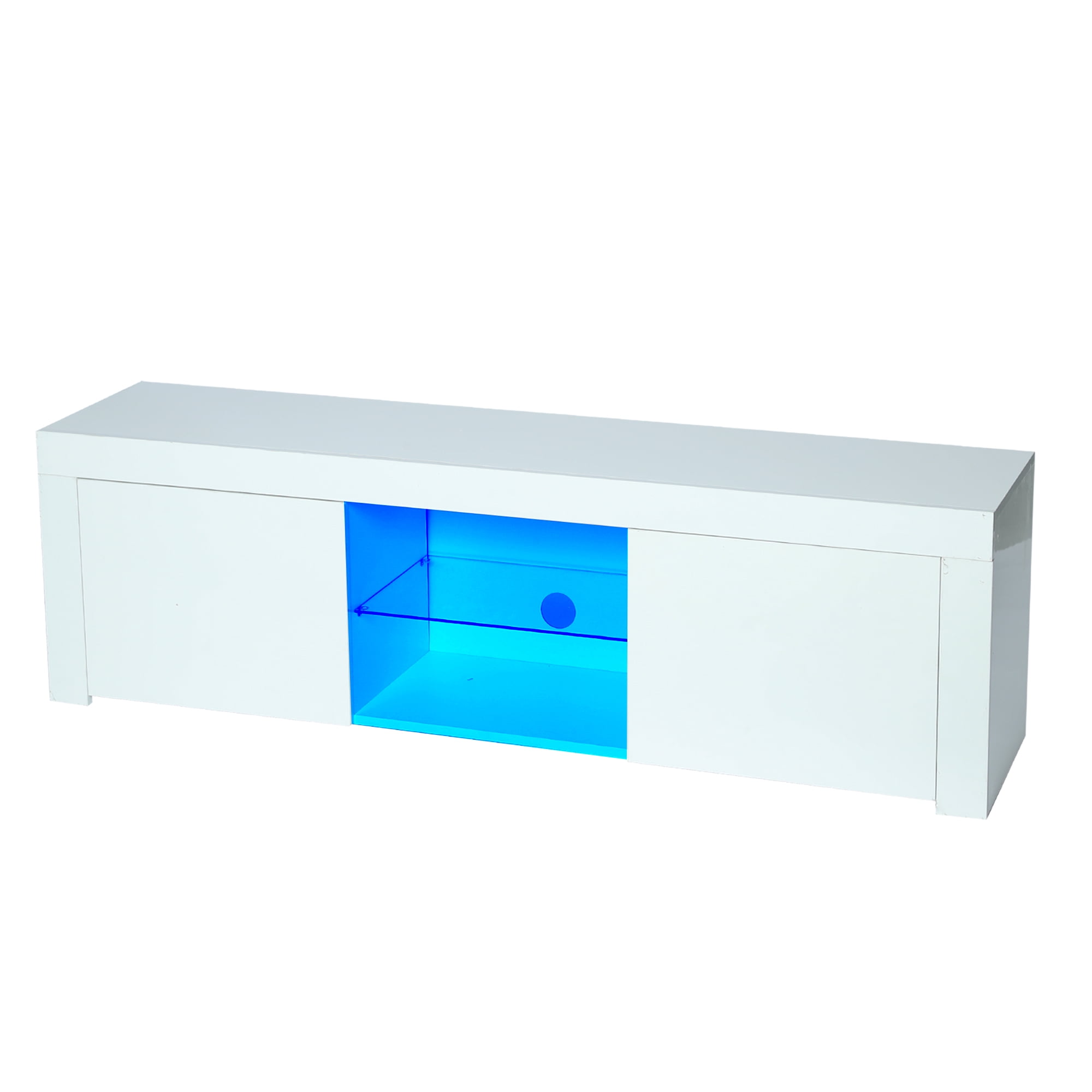 Private Jungle Morden TV Stand with LED Lights, High Glossy Front TV Cabinet, Assembled in Lounge Room, Living Room or Bedroom, White Private Jungle Morden TV Stand with LED Lights, High Glossy Front TV Cabinet, Assembled in Lounge Room, Living Room or Bedroom, White