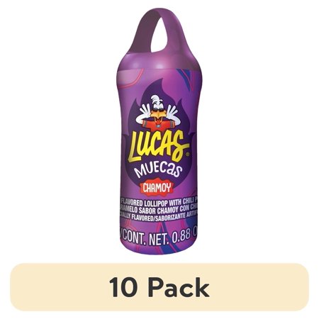 (10 pack) Lucas Muecas Chamoy Flavored Lollipop with Chili Powder, 0.88 oz