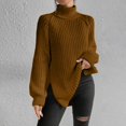thumbnail image 2 of Oversized Winter Sweater Women High Neck Polyester Knit Top Thick Pullover Long Sleeves Cable Weaving Casual Loose Fit, 2 of 7