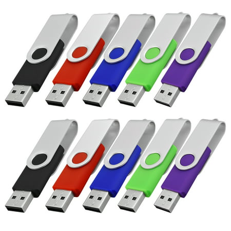 KOOTION 10Pack 8GB USB 2.0 Flash Drive Thumb Drives Memory Stick, 5 Mixed Colors: Black, Blue, Green, Purple, (Best 8gb Flash Drive)