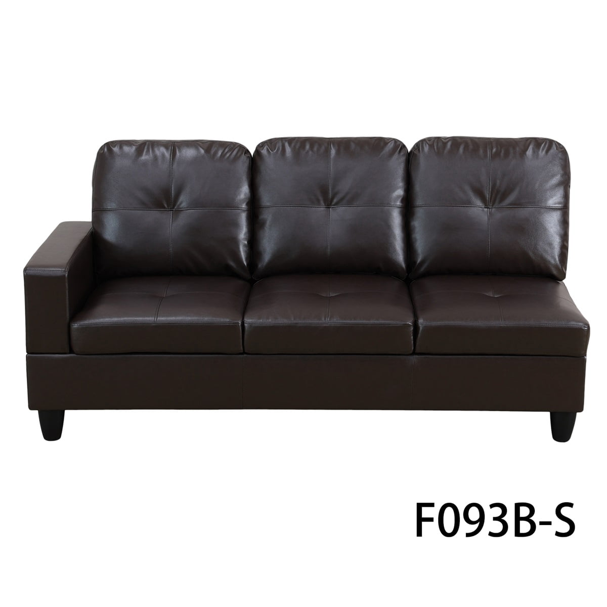 Hommoo Faux Leather L-Shaped Sectional Sofa, Modern 4-Seat Couches and Sofas Set, Living Room Furniture Sets for Home& Office, Brown(No Ottomans)