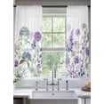 thumbnail image 2 of Watercolor Flowers Sheer Curtains 63 Inch Length 2 Panels for Living Room, Spring Floral Lavender Hydrangea Botanical Voile Kitchen Curtain Set, Luxury Privacy Drapes Window Treatment for Bedroom, 2 of 7