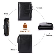 FALAN MULE Small Wallet for Women Genuine Leather Bifold Purse RFID Blocking Card Holder