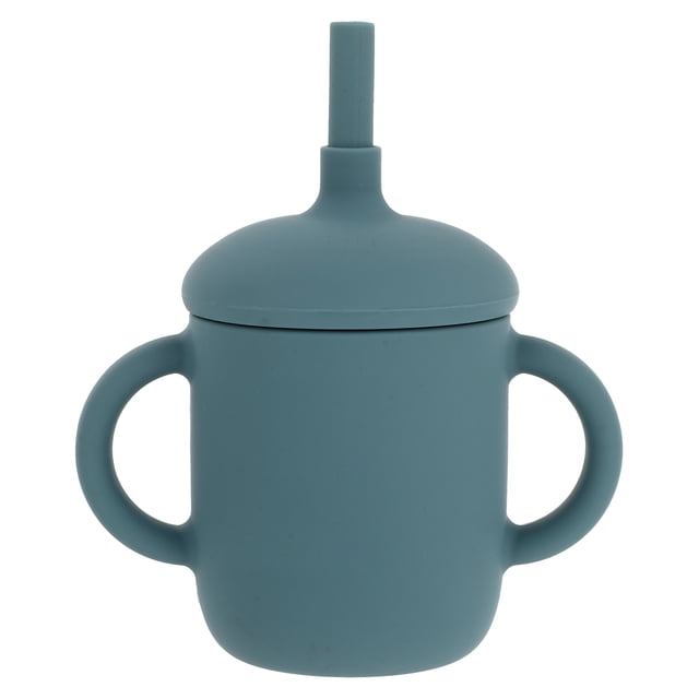 1 vaso de agua para niños, de silicona, con pajita, para entrenamiento de bebés y niños pequeños.
