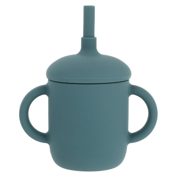 1 vaso de agua para niños, de silicona, con pajita, para entrenamiento de bebés y niños pequeños.
