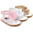 thumbnail image 5 of Infant Baby Girls Sandals Soft Sole T-Strap Toddler Flats First Walkers Summer Shoes, 5 of 7