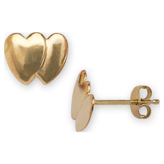 14k Yellow Gold Large Entwined Heart Stamping Earrings - Measures 7x8mm