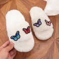 thumbnail image 6 of GPOECD Girls Slippers Kids Open Toe Cute Floral Decorated Warm Soft Non Indoor for Toddlers Multiple Colors Fuzzy Slippers Cozy Home Wear, 6 of 6