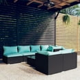 thumbnail image 1 of vidaXL 8 Piece Patio Lounge Set with Cushions Black Poly Rattan, 1 of 5