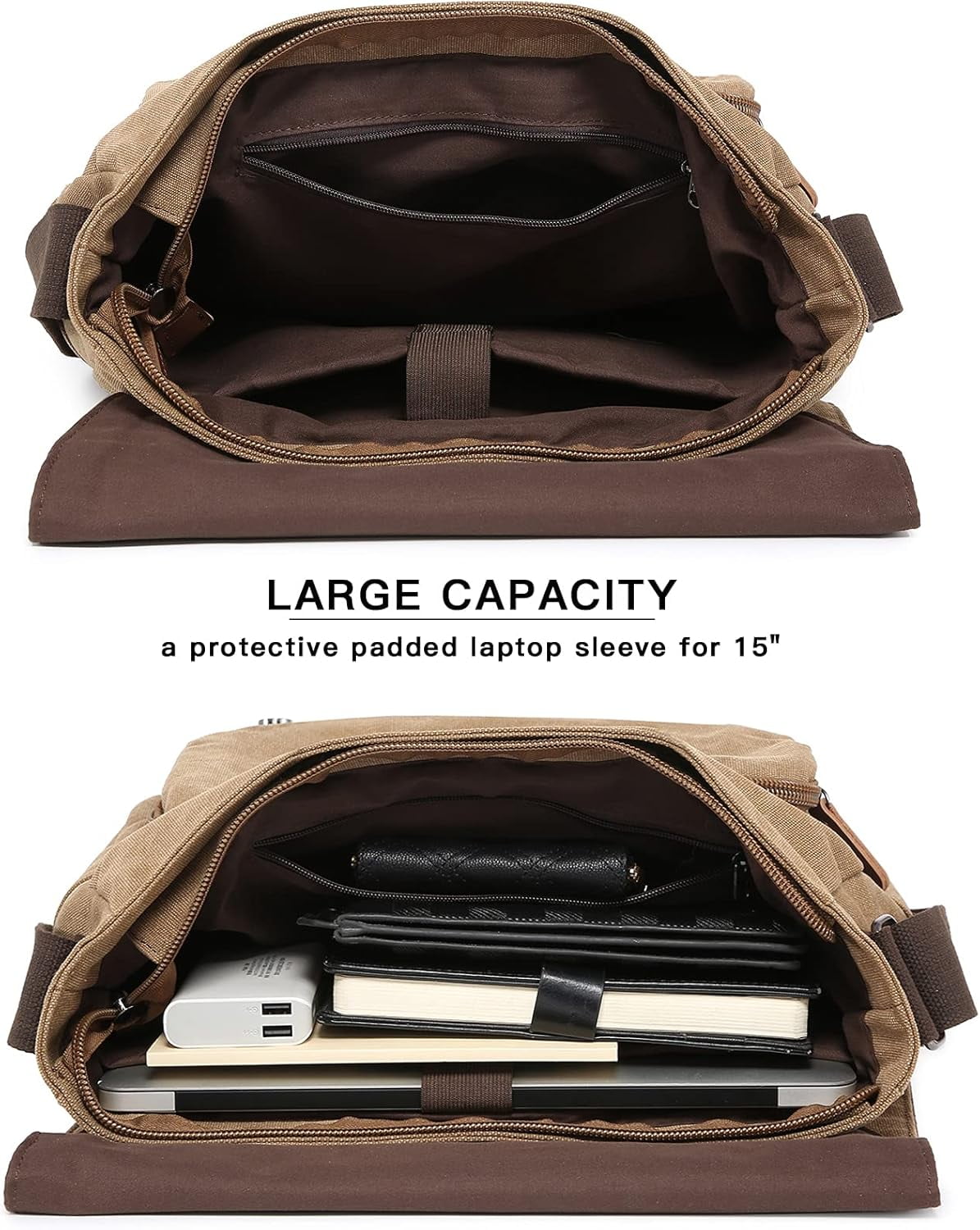 NANAHuang Large Vintage Canvas Messenger Shoulder Bag Travel Crossbody Purse Briefcase Business Bag for 15inch Laptop