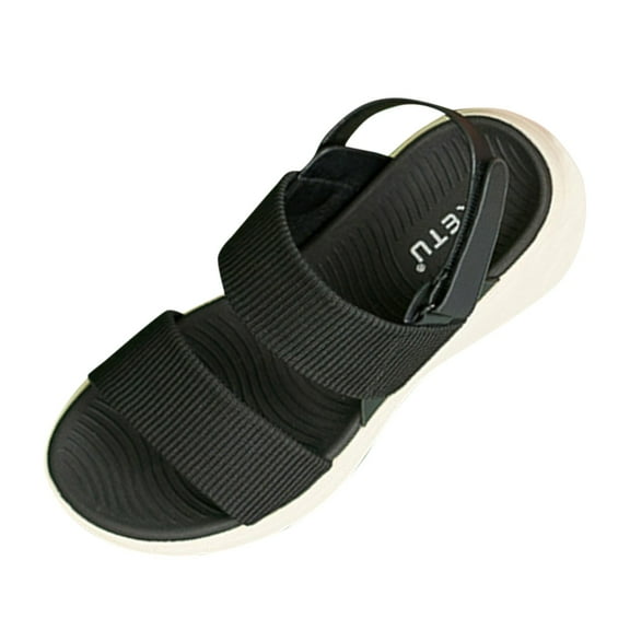 Siilsaa Womens Sandals Comfortable Womens Sandals Low Heel Dressy Sandals Elastic Ankle Summer Comfortable Shoe Black,7.5