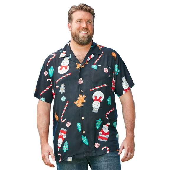 Men's Big & Tall Tropical Rayon Short-Sleeve Shirt