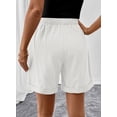 thumbnail image 3 of DOKOTOO Shorts for Woman Drawstring Rolled Up Shorts Summer Elastic Waist Casual Lightweight Shorts White L US12-14, 3 of 11