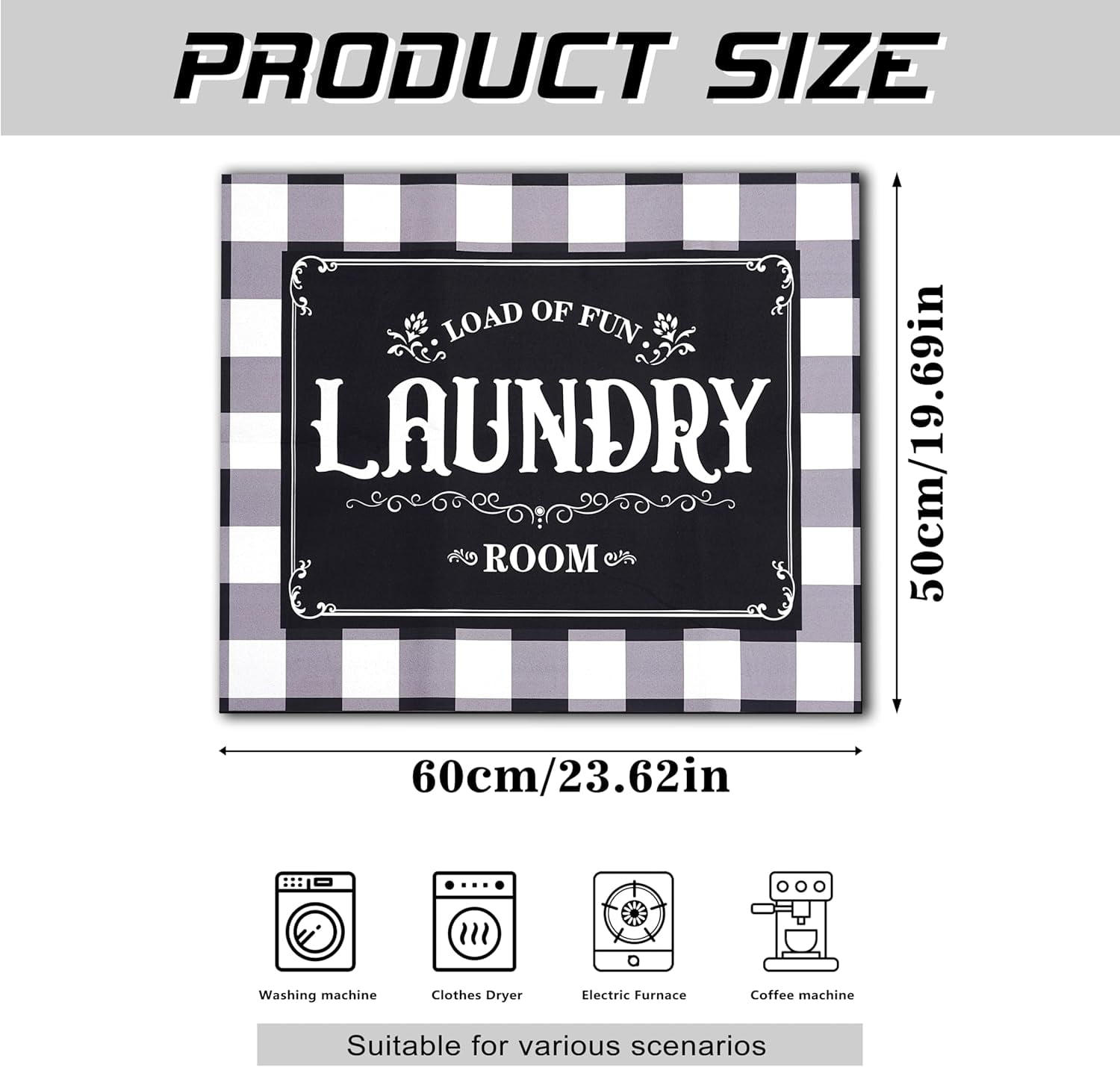 Washer and Dryer Covers for the Top 23.6" X 19.7", Washer and Dryer Top Protector Mat, Non Slip Washing Machine Dust Cover Pad for Laundry Room Kitchen Home Decor