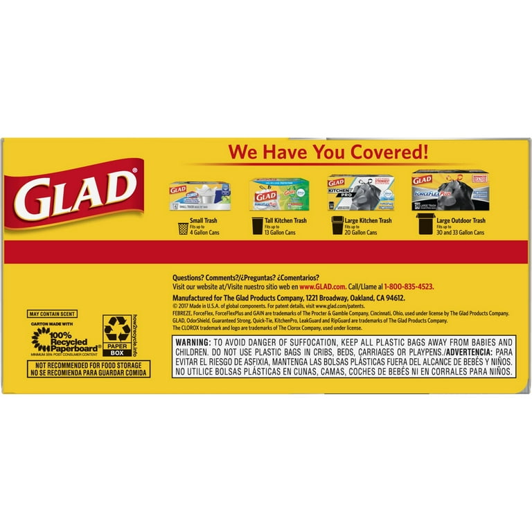 Glad Large Quick-Tie Trash Bags, 40 ct / 30 gal - Smith's Food and Drug