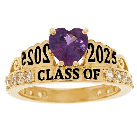 JackAni 14k Yellow Gold Simulated Alexandrite June Birthstone Gorgeous 2025 Graduation Ring - Size 5.00