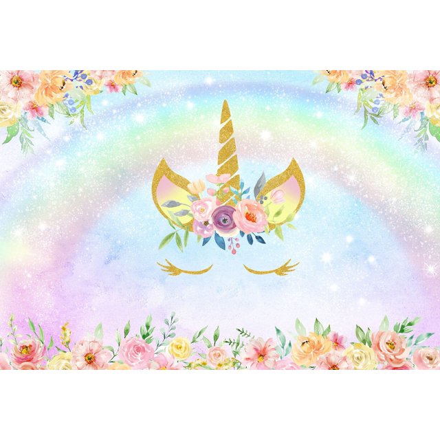 Fondo de fotografía de unicornio para niña, decoración de fiesta de cumpleaños, arcoíris, Floral, Princesa, foto de fondo, pancarta de cumpleaños para Baby Shower
