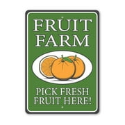 Fruit Farm Open Metal Sign 8 x 12 Inches