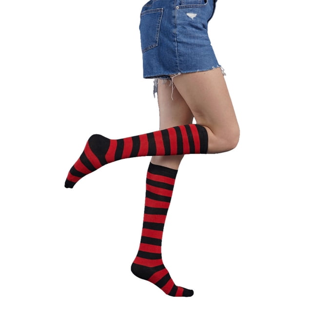 Minnieouse Calcetines altos a rayas Día de San Valentín para diario Fiesta de Halloween Raya roja Type3 Minnieouse AP008903-31