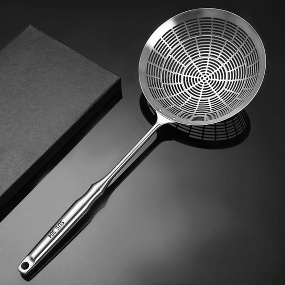 Neorosiri 304 Stainless Steel Colander - Large Mesh Colander for Kitchen, Dumpling Spoon, Thick Long Handle, Oil Filter, and Multi-Purpose Strainer