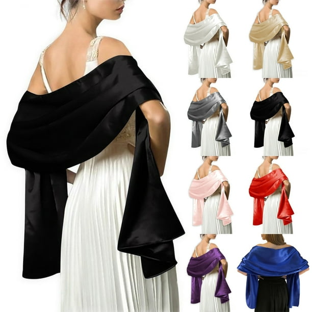 Sonducket chal de saten para mujer baile de ceremonia chal para fiesta de noche baile de graduacion bufanda larga decorativa elegante type2 no2