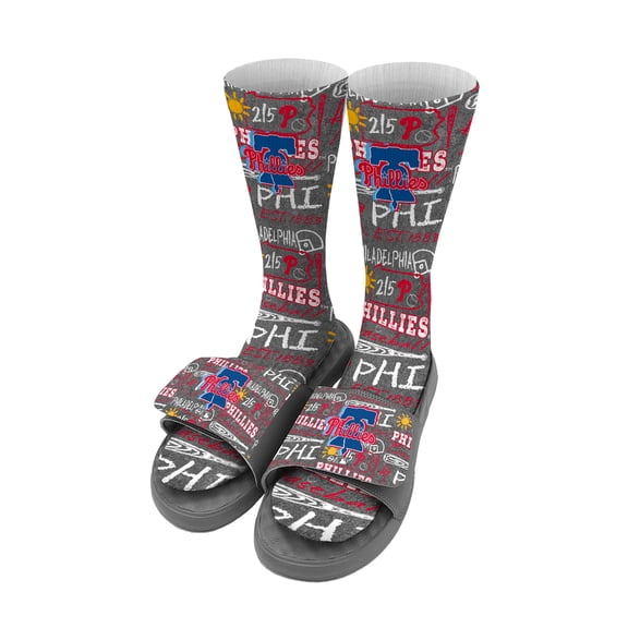Unisex ISlide Philadelphia Phillies Chalk Socks & Slide Sandals Bundle