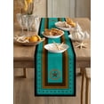 thumbnail image 3 of Village Stars Table Runner, Turquoise Western Texas Star Wheat Ears Cotton Linen Kitchen Table Decoration Washable Dining Tabletop Runners for Home Party Decor 18x72 Inches, 3 of 9