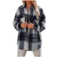thumbnail image 2 of Chaquetas y abrigos casuales de manga larga sin capucha para mujer, chaqueta de manga larga con bolsillos estampados, abrigo a cuadros, 2 of 6