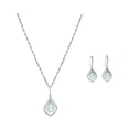 thumbnail image 2 of Platinum Plated Teardrop Blue Aquamarine Pendant, Necklace and Earrings Set, 2 of 5