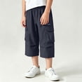 thumbnail image 5 of Nilvkv Boys Cargo Pants, Boys Pants, Solid Color Cropped Joggers in Relaxed Fit with Side Pockets, cool choice for Outdoor Wear Blue 12-13 Years, 5 of 8
