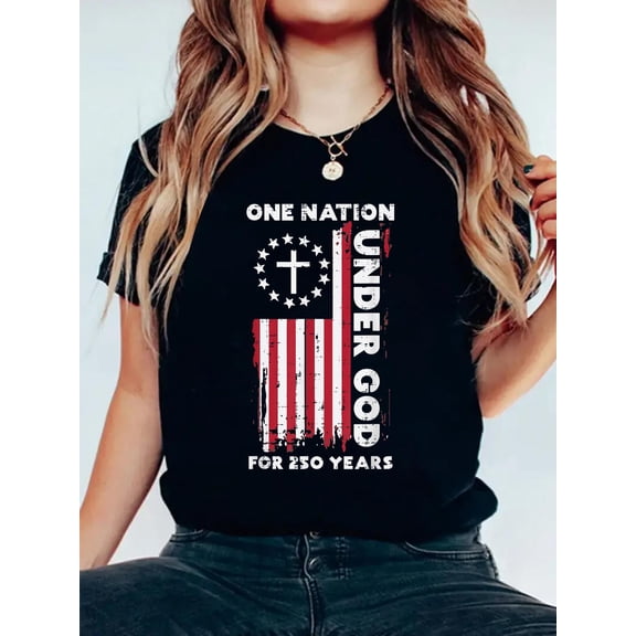 250 Year USA American Flag 250th Anniversary Christian God T-Shirt