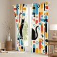 thumbnail image 3 of Manfei Mid Century Black Cat Blackout Curtains, Boho Rectangle Window Curtains Pack of 2 (38x45 Each), Cream Red Blue, 3 of 6