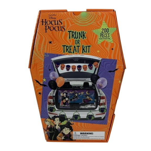 Ruz Disney Hocus Pocus Trunk or Treat Halloween Car Decorations Kit, 200 Pieces with Backdrop, Balloons, Garland, Stickers & More