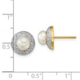 thumbnail image 3 of Auriga 14k Yellow Gold and 5-6mm Pearl 00.5ct Diamond Stud Earrings for Women(L- 10mm, W- 10mm), 3 of 5