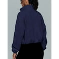 thumbnail image 2 of Womens Fleece Jackets Zip Up Oversized Sweatshirts Winter Clothes Long Sleeve Crop Fall Outfits Navy Blue XXL, 2 of 7