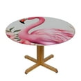 thumbnail image 3 of WYYP  Grunge Floral Peonies Flamingos Fitted Round Tablecloth Waterproof Table Cloth with Elastic Edge Wipe Clean Table Cover for Indoor Outdoor White, 3 of 7