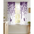 thumbnail image 4 of Purple Spring Botanical Sheer Curtains 45 Inch Length 2 Panels Set for Living Room/Bedroom, Weeping Eucalyptus Butterfly Kitchen Curtains Grommet Semi-Sheer Curtains Window Treatments 42"x45"x2, 4 of 7