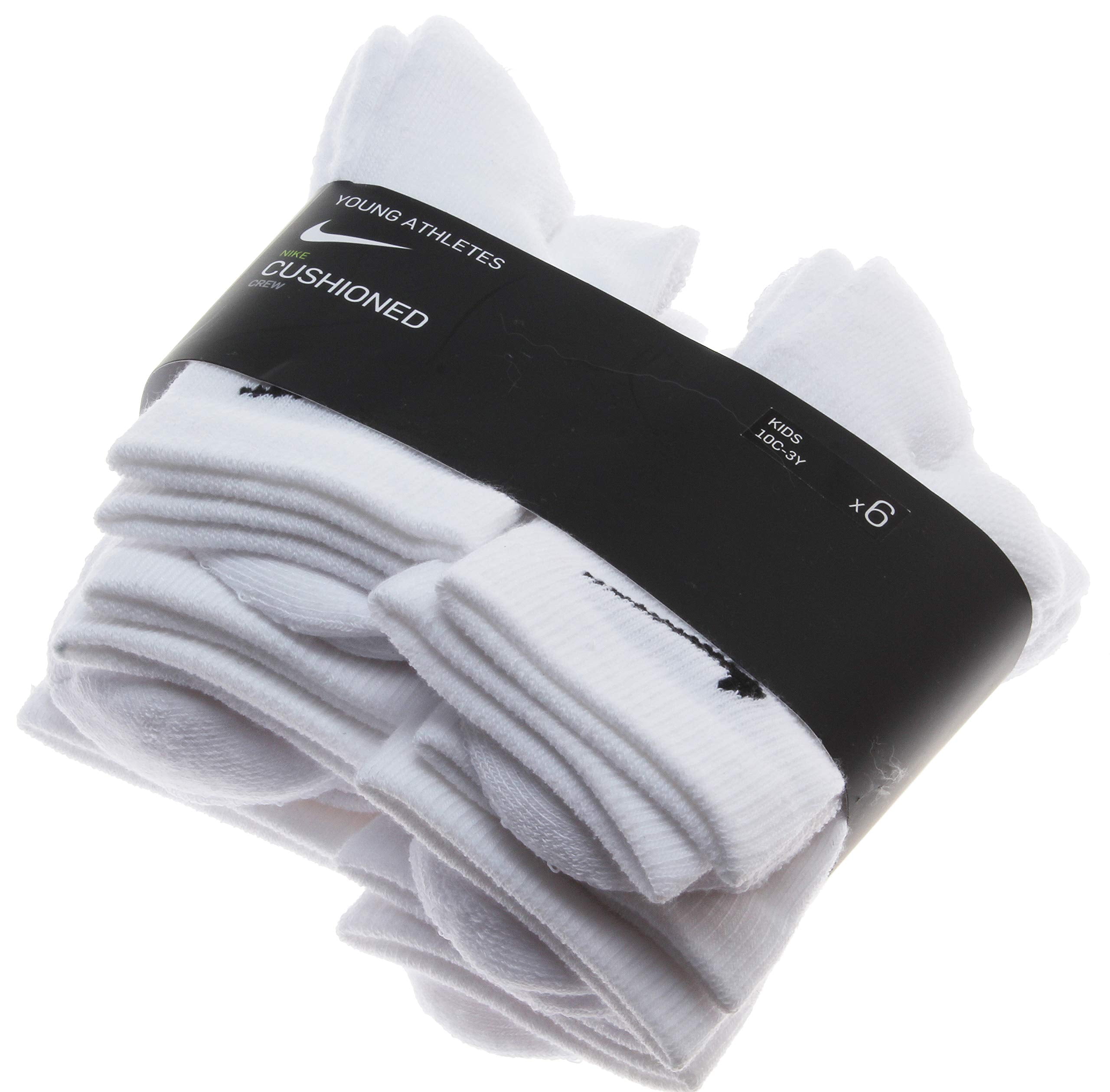 Nike Nike 6 Pairs Young Athletes Cushioned Crew Socks; White (57)