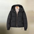 thumbnail image 4 of SuTry Women's Puffer Jacket Hooded Full Zip Snap Front Quilted Drop Shoulder Elastic Cuffs Drawstring Hem Side Pockets Winter Cold Weather Daily Wear Outerwear, 4 of 5