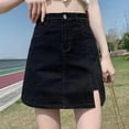 thumbnail image 5 of Ripped Jeans Shorts for Women Summer Skorts Skirts Denim Mini Skirt Side Slit Jean Stretchy Loose High Waisted Short XS-XL, 5 of 8