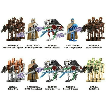 10 PCS Stars Wars Clone Corps Minifigures – Assault Captain lG-100 MagnaGuard General Grievous Movie Character Building Blocks Set, Movable Toy for Kids’ Birthday Gift