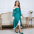 thumbnail image 4 of Guvpev G'irl's Deluxe Princess Dress, Halloween Off-Shoulder Fancy Dress Costume with Crown & Eardrop Accessories, Video Game Character Cosplay Outfit for Halloween Dress up & Birthday Party, 4 of 7