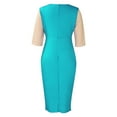 thumbnail image 7 of BangWanChi Women'S Casual Dresses Work Dresses for Women Red White and Blue Dress for Women Women Long Sleeved Commuting To Work Versatile 5/4 Sleeved Color Matching Buttock Wrap Dress, 7 of 7