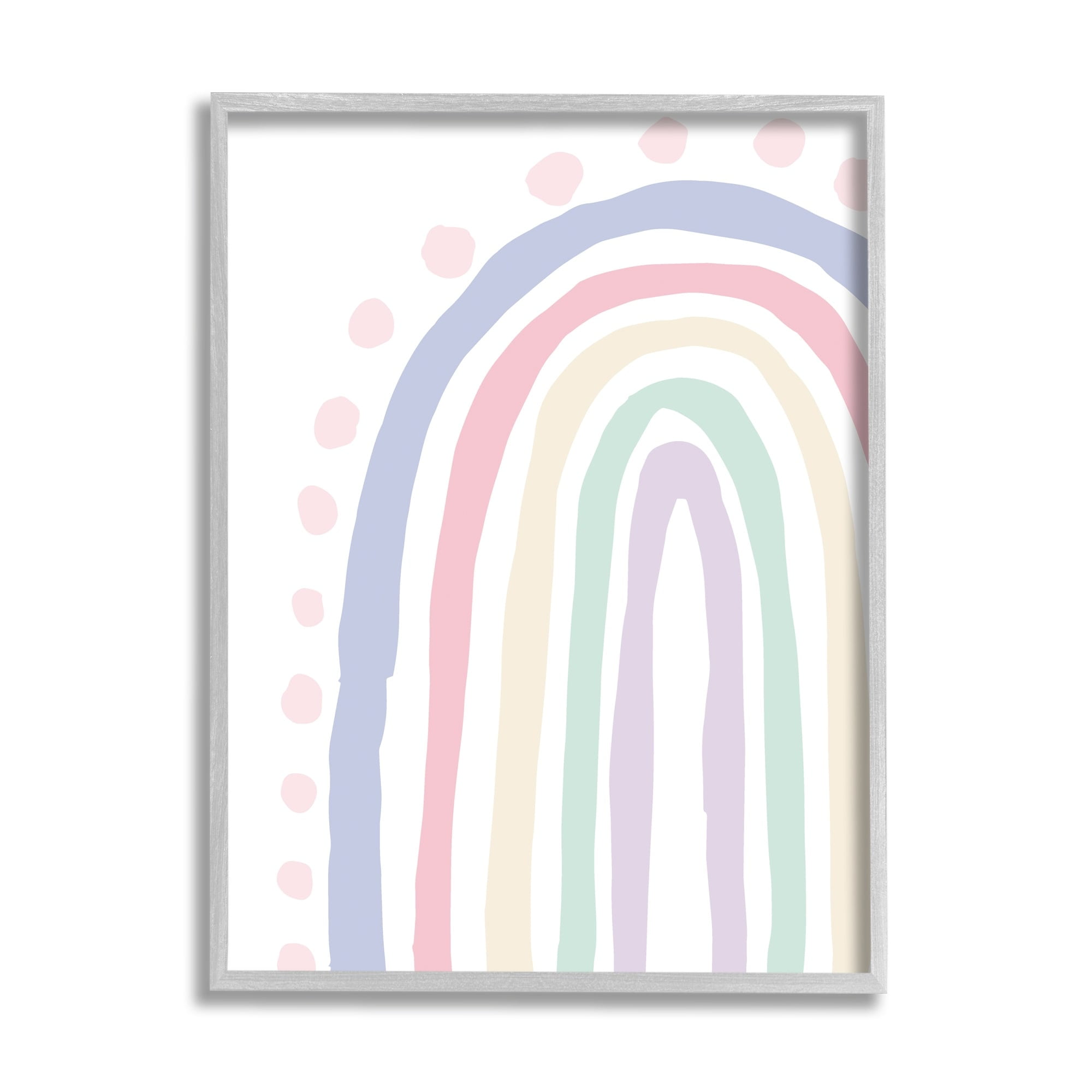 Stupell Industries Children's Soft Pastel Rainbow Pink Polka Dots Graphic Art Gray Framed Art Print Wall Art, 11x14, by Elizabeth Medley