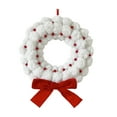 thumbnail image 2 of Dserfhy Plush Christmas Wreath White Fuzzy Pom Pom Ball Wreath with Red Bow And Berries for Home Window Fireplace Wall Door Holiday Decor, 2 of 7