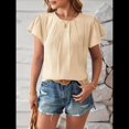 thumbnail image 4 of Blusa Tipo Túnica Holgada Informal Elegante de Verano para Mujer, con Cuello Plisado y Corta Albaricoque M, 4 of 10