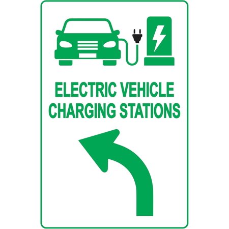 Electric Vehicle Charging Station Sign – A Direction for EV Charging Station, Design Plus UV Protection to Last Longer, Rust-Free Grade Aluminum at 18”x12” 0.04”