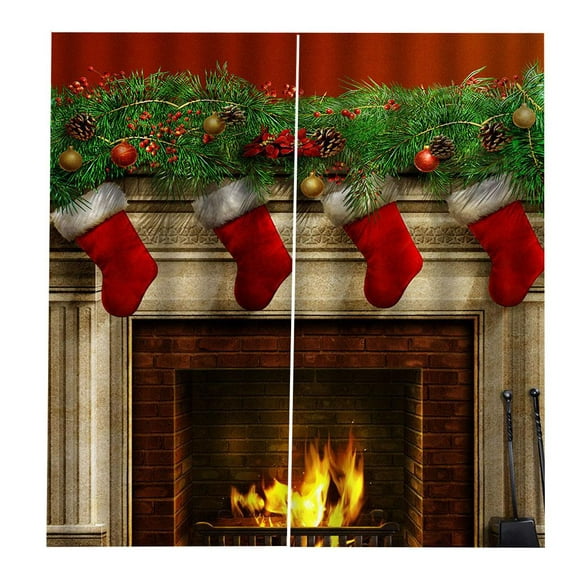 Room Divider Curtain Christmas Curtains Set of 2 Curtain Curtains 150 X 166 Cm Decorative Fireplace